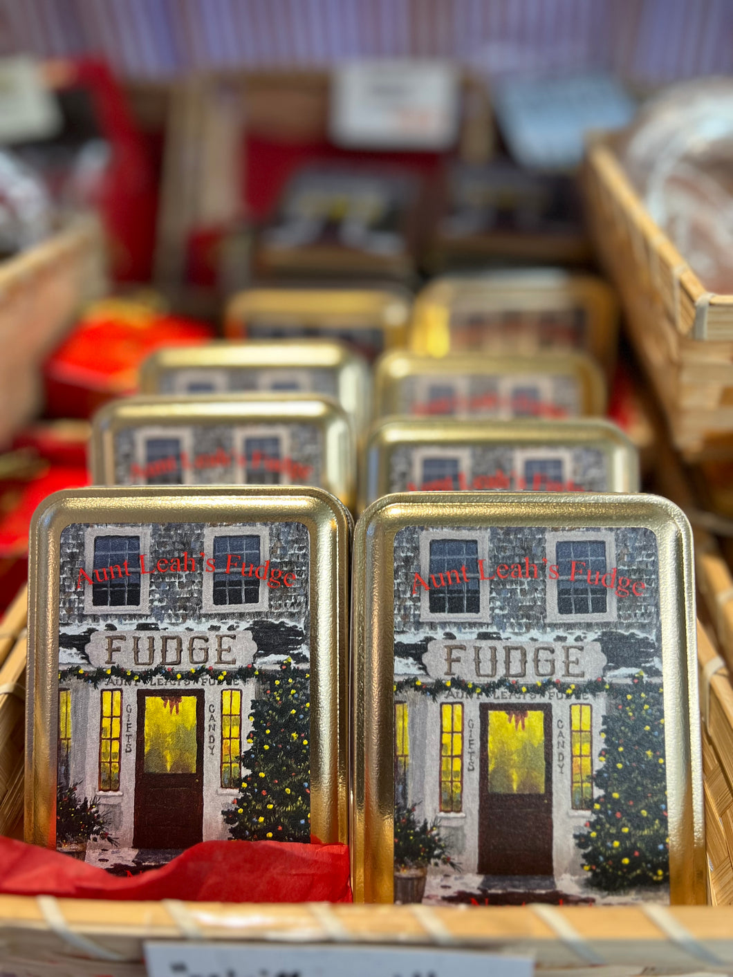 Mini- Holiday Tins with Chocolate Covered Cranberries